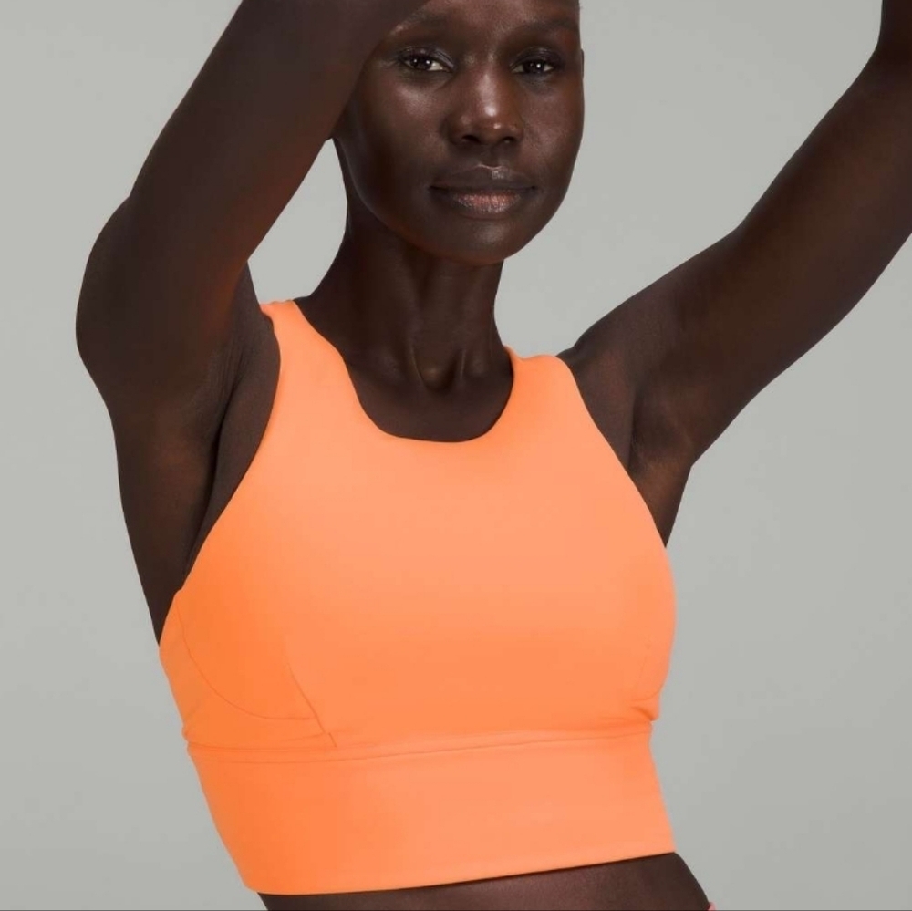 Lululemon Wunder Train Long Line Sports Bra Size 8 Orange Racerback